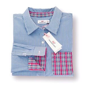 VINEYARD VINES Button-Up Shirt Stripe Poplin Young Pocket Long Sleeve